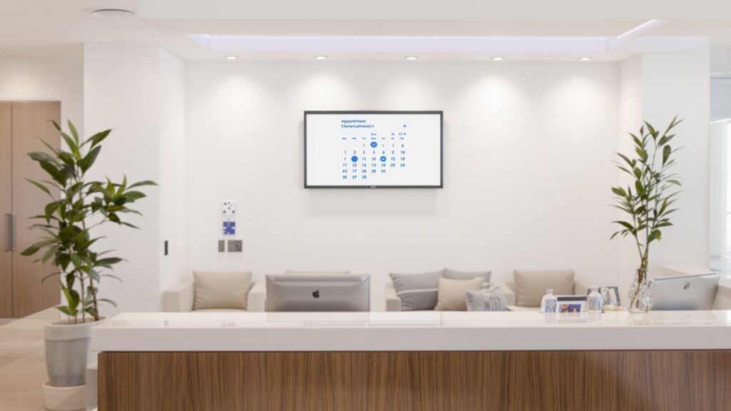 Clinic appointment calendar on a digital tablet.