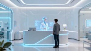 AI receptionist in a modern clinic