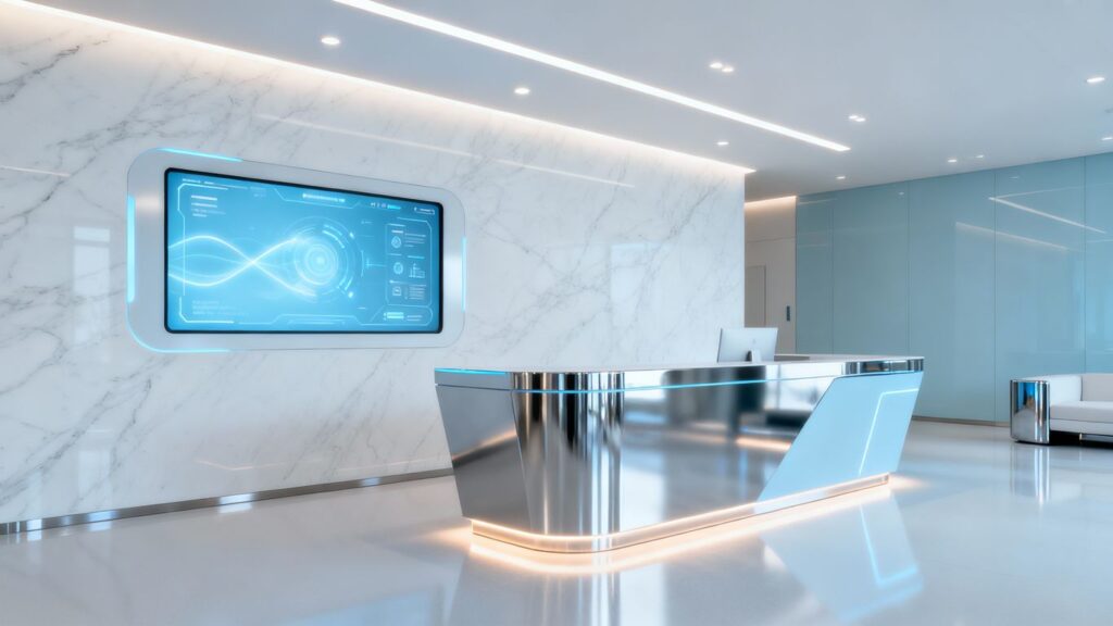 AI interface in a modern aesthetic clinic.