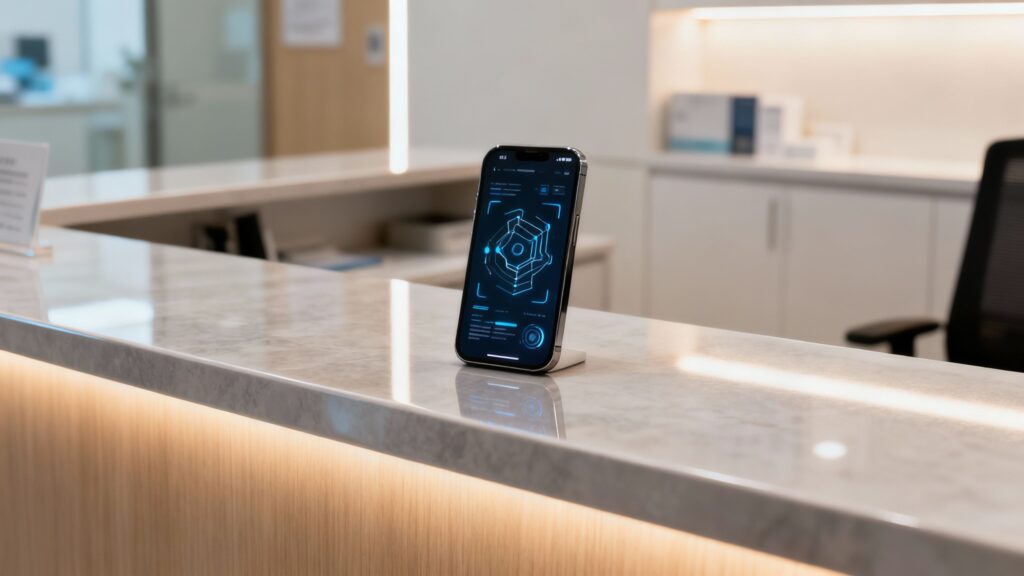 AI phone assistant on an aesthetics clinic front desk.