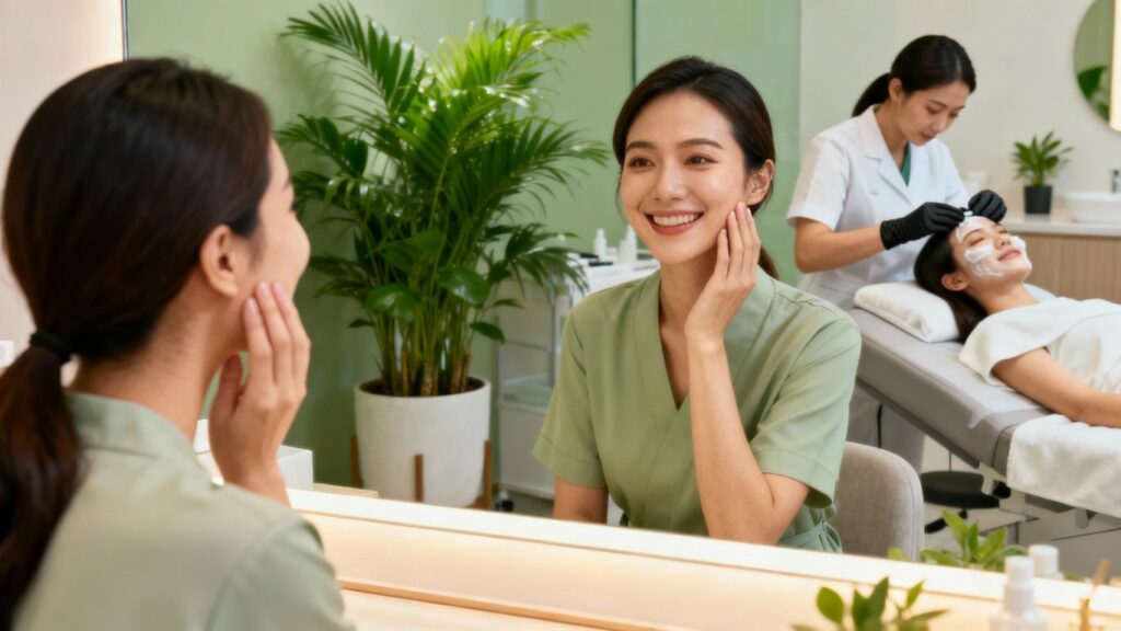 Modern aesthetic clinic with happy clients and professional treatments.