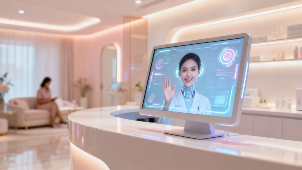 AI receptionist in a modern medical spa.