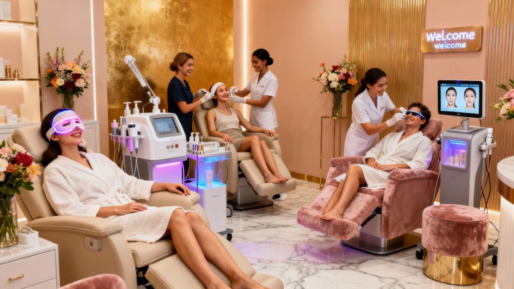 Medspa patients receiving advanced aesthetic treatments.