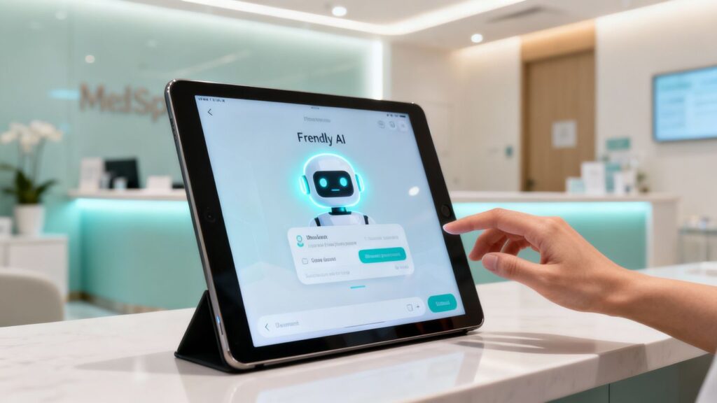 AI chatbot on a tablet in a medspa.