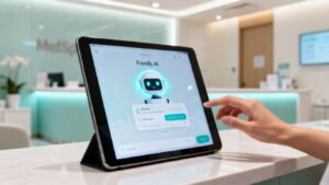 AI chatbot on a tablet in a medspa.